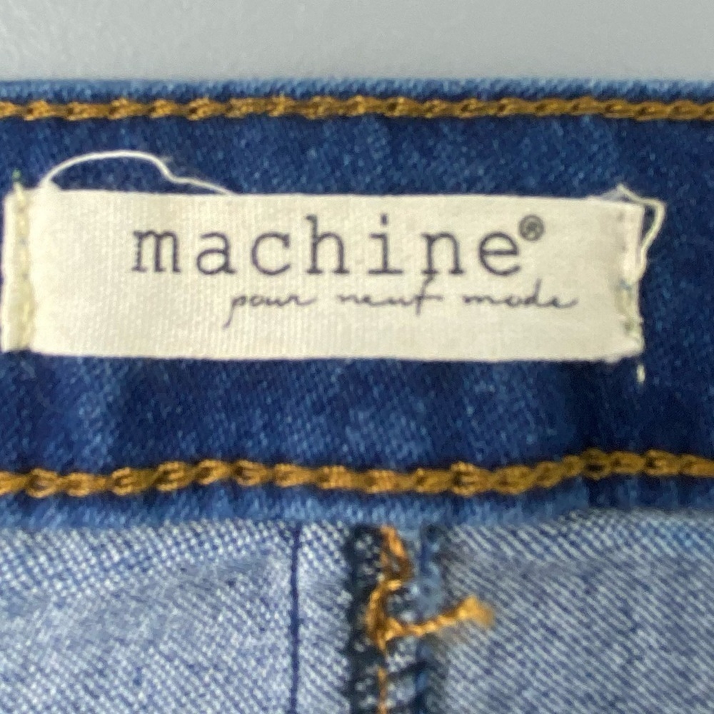 Machine torn up look blue jean mini skirt with stretch size large - Picture 3 of 12